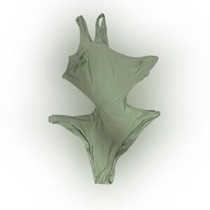 ASOS Light Sage Green One-Piece Swimsuit with Side Cutouts